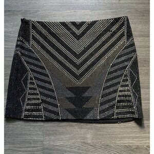 Fate Bejewelled Rhinestone Skirt Women’s Size Mini Sparkle Gold Black Party